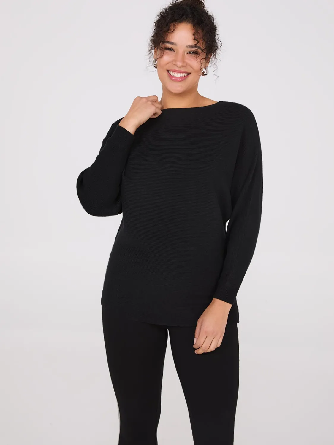 Suzy Shier Long Sleeve|Sweaters & Cardigans>3/4 Dolman Sleeve Ottoman Stitch Sweater