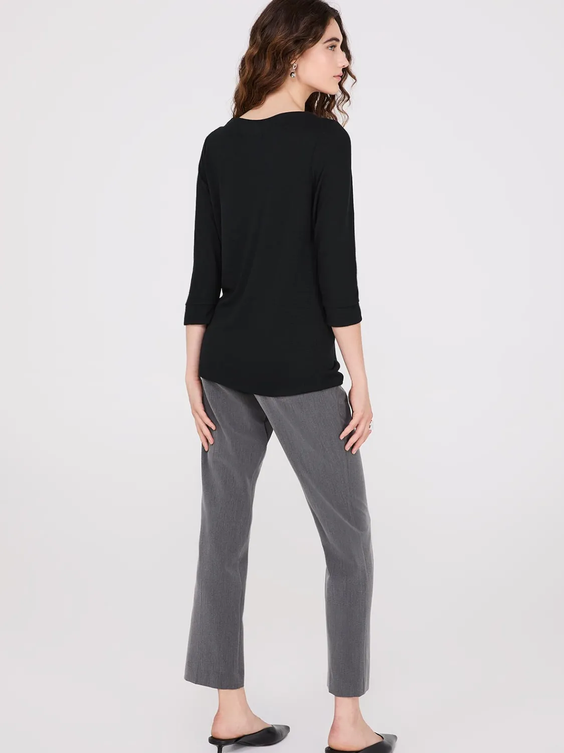 Suzy Shier Long Sleeve>3/4 Sleeve Boat Neck Top