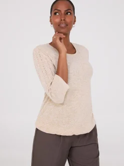 Suzy Shier Long Sleeve>3/4 Sleeve Drawstring Hem Top