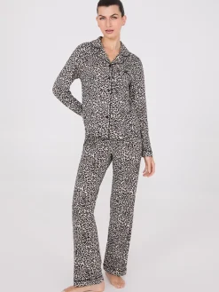 Suzy Shier Lounge & Pjs>Animal Print Button-Down Pajama Set