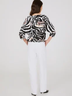 Suzy Shier Tops|Short Sleeve>Animal Print Satin Dolman Sleeve Top