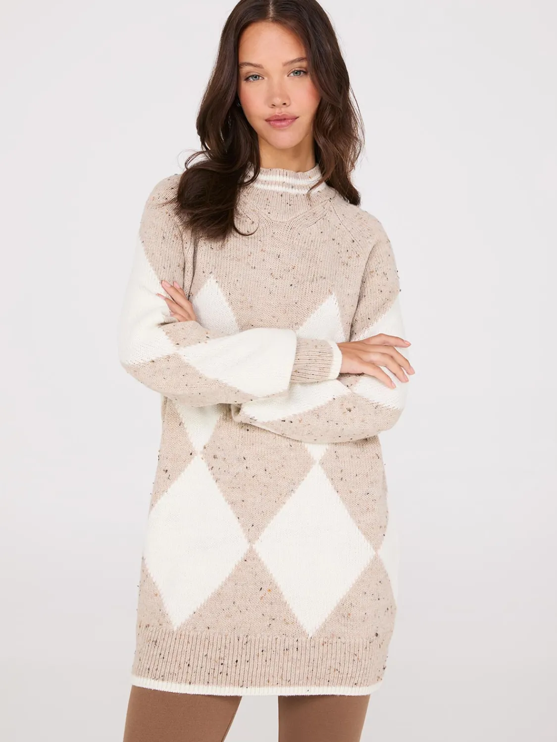 Suzy Shier Long Sleeve|Sweaters & Cardigans>Argyle Mock Neck Sweater