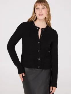 Suzy Shier Long Sleeve|Sweaters & Cardigans>Basketweave Button-Front Cardigan