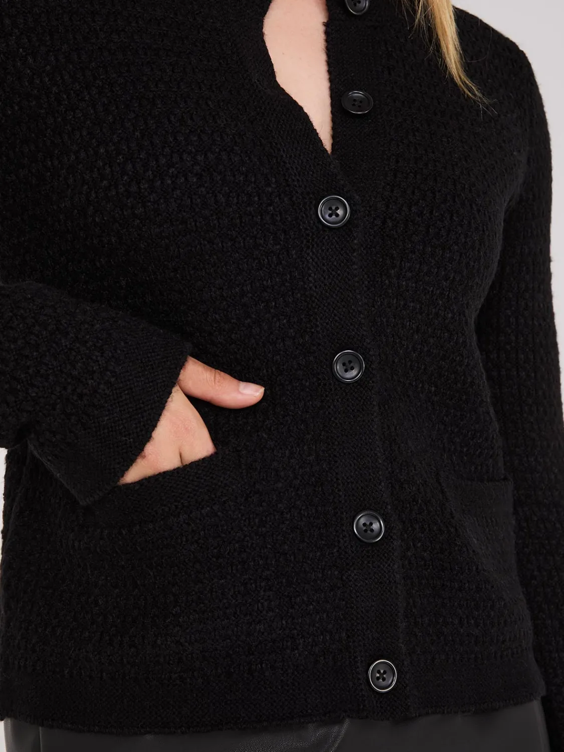 Suzy Shier Long Sleeve|Sweaters & Cardigans>Basketweave Button-Front Cardigan