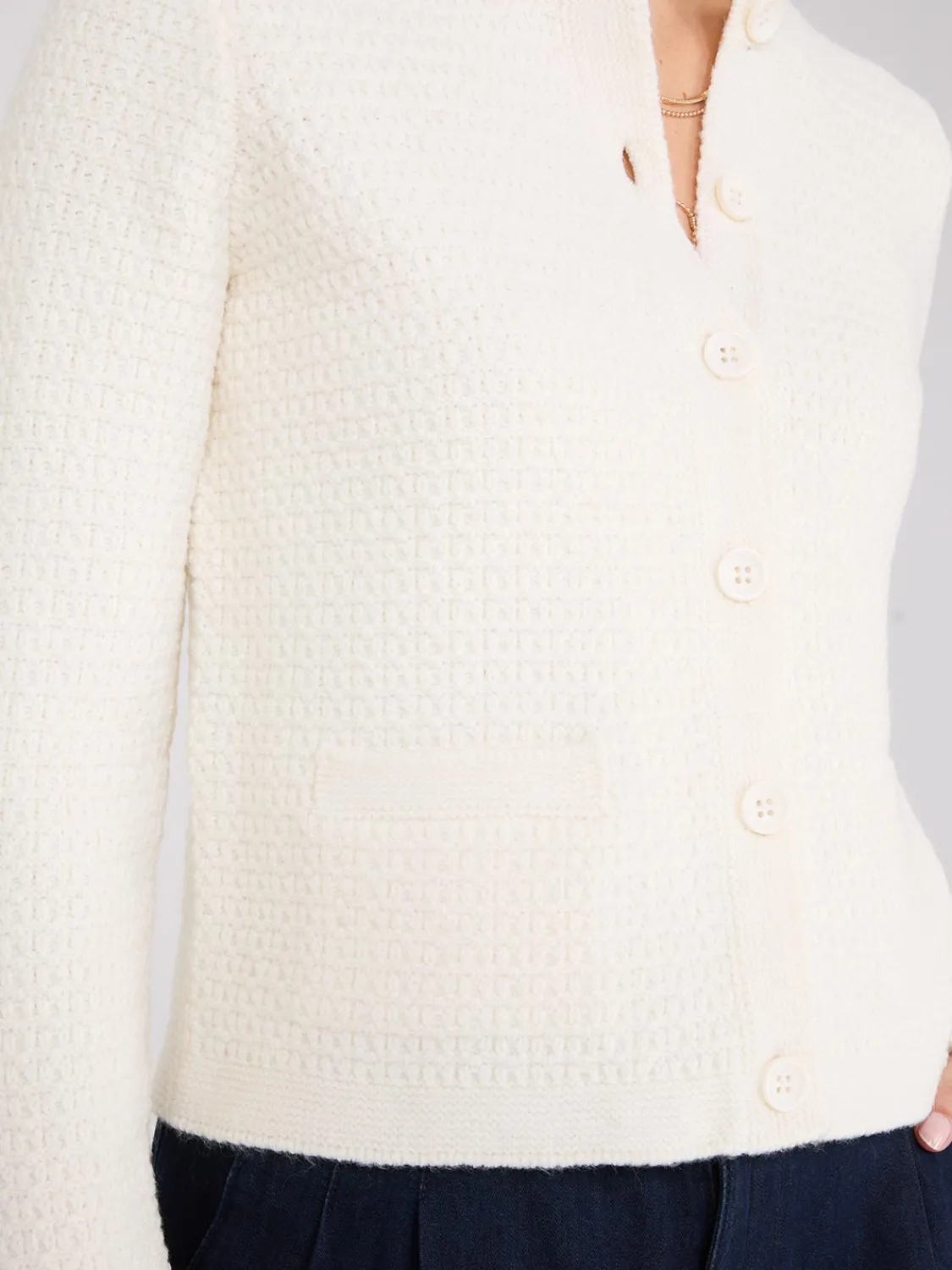 Suzy Shier Long Sleeve|Sweaters & Cardigans>Basketweave Button-Front Cardigan