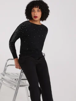 Suzy Shier Long Sleeve|Fashion Tops>Boat Neck Embellished Sweater
