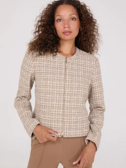 Suzy Shier Blazers & Vests>Boucle Zip-Front Blazer