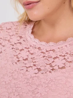 Suzy Shier Tops|Long Sleeve>Bubble Lace Long Sleeve Top With Cami