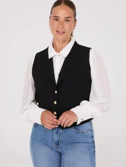 Suzy Shier Blazers & Vests>3-Button Notch Collar Vest