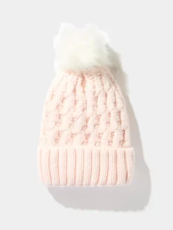 Suzy Shier Hats & Scarves & Gloves>Cable Knit Hat With Faux Fur Pom Pom