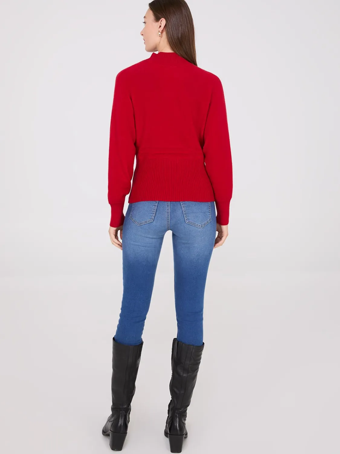 Suzy Shier Long Sleeve|Sweaters & Cardigans>Cable Knit Mock Neck Dolman Sleeve Sweater