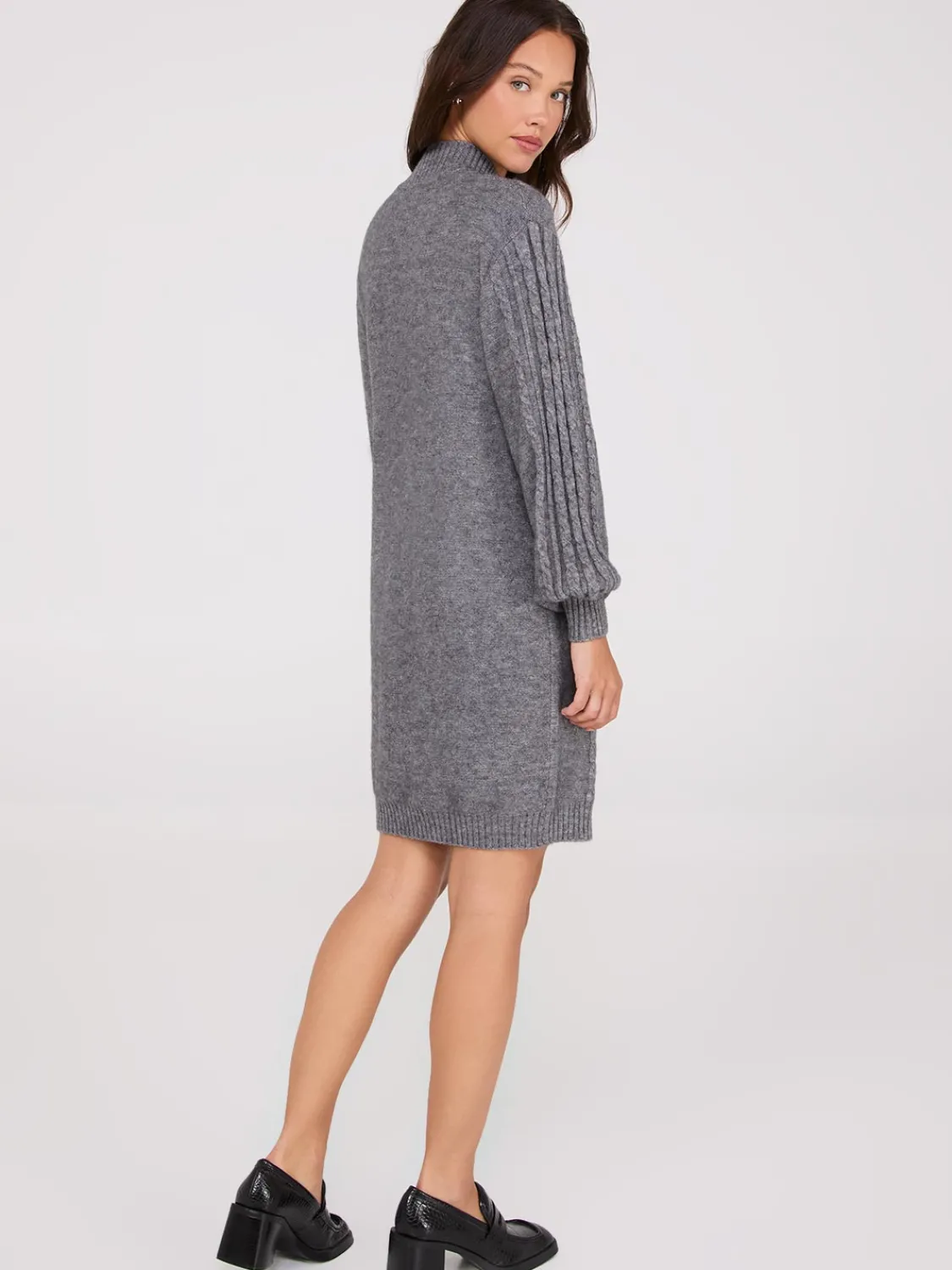 Suzy Shier Casual Dresses|Mini>Cable Knit Mock Neck Sweater Dress