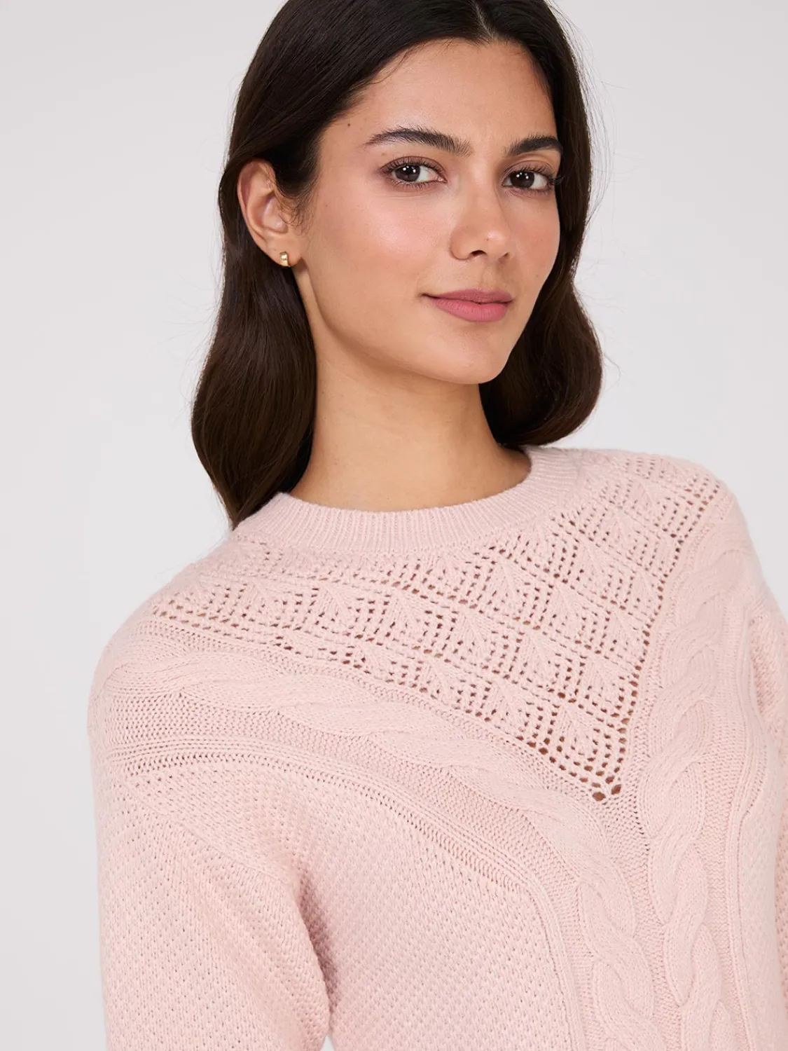 Suzy Shier Long Sleeve|Sweaters & Cardigans>Cable Knit Pointelle Sweater