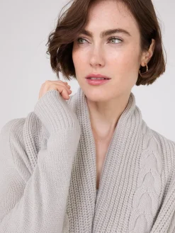 Suzy Shier Long Sleeve|Sweaters & Cardigans>Cable Knit Shawl Cocoon Cardigan