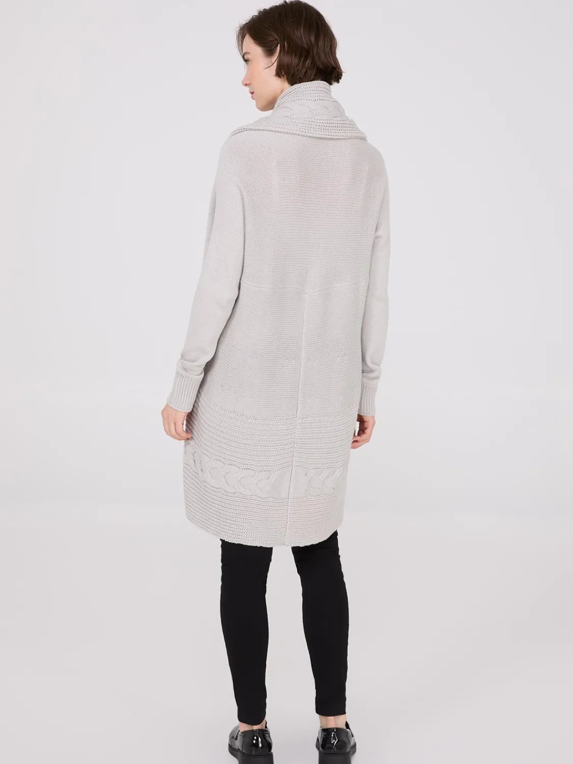 Suzy Shier Long Sleeve|Sweaters & Cardigans>Cable Knit Shawl Cocoon Cardigan
