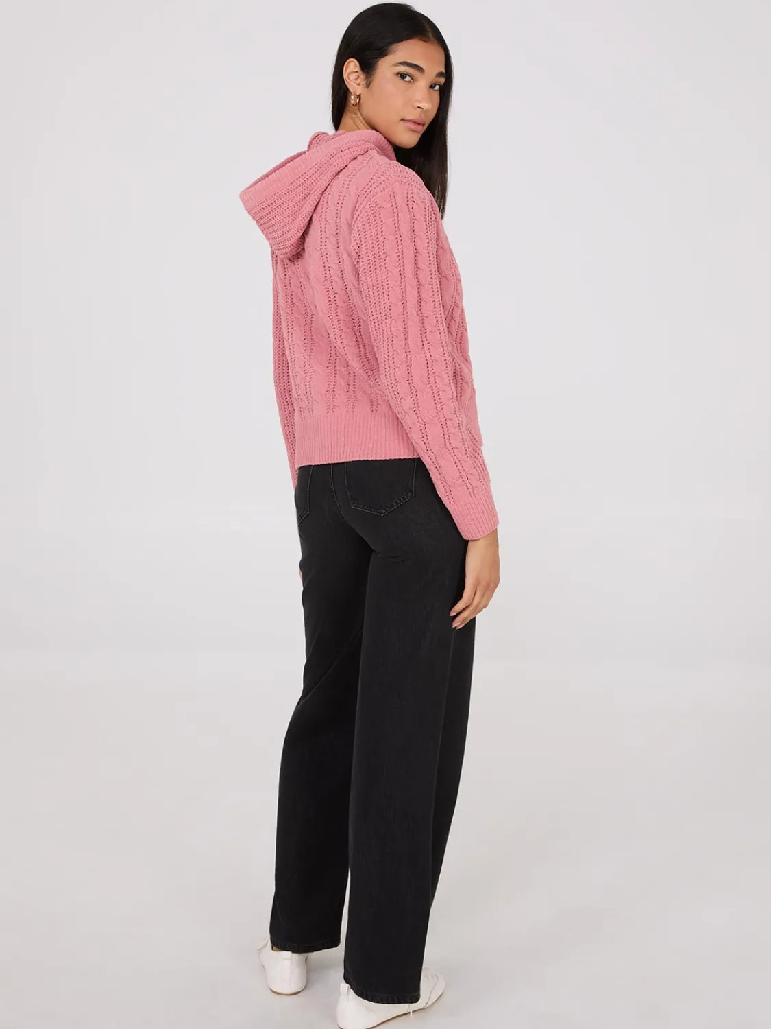 Suzy Shier Long Sleeve|Sweaters & Cardigans>Cable Knit Zip-Up Hoodie