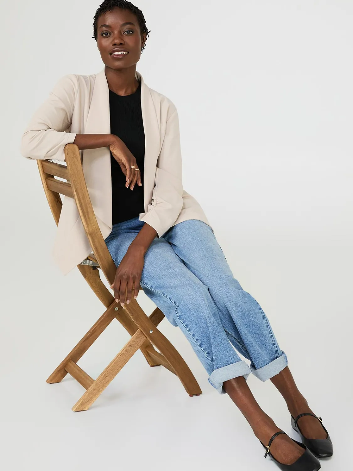 Suzy Shier Blazers & Vests>Cascading Open Kimono