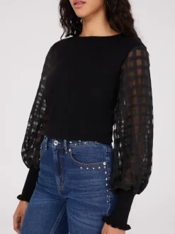 Suzy Shier Long Sleeve|Sweaters & Cardigans>Chiffon Balloon Sleeve Top