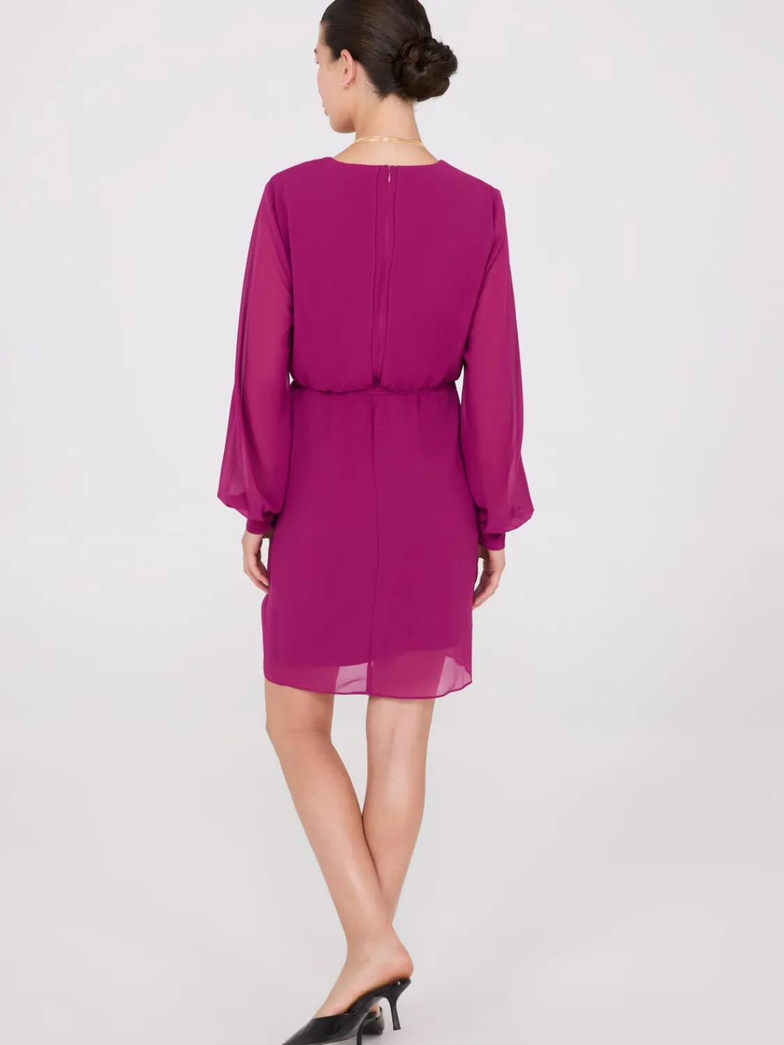 Suzy Shier Mini|Party Dresses>Chiffon Crossover Mini Dress With Front Ruffle