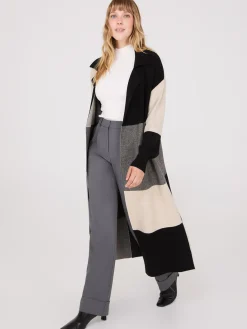 Suzy Shier Long Sleeve|Sweaters & Cardigans>Collared Colour Block Long Duster