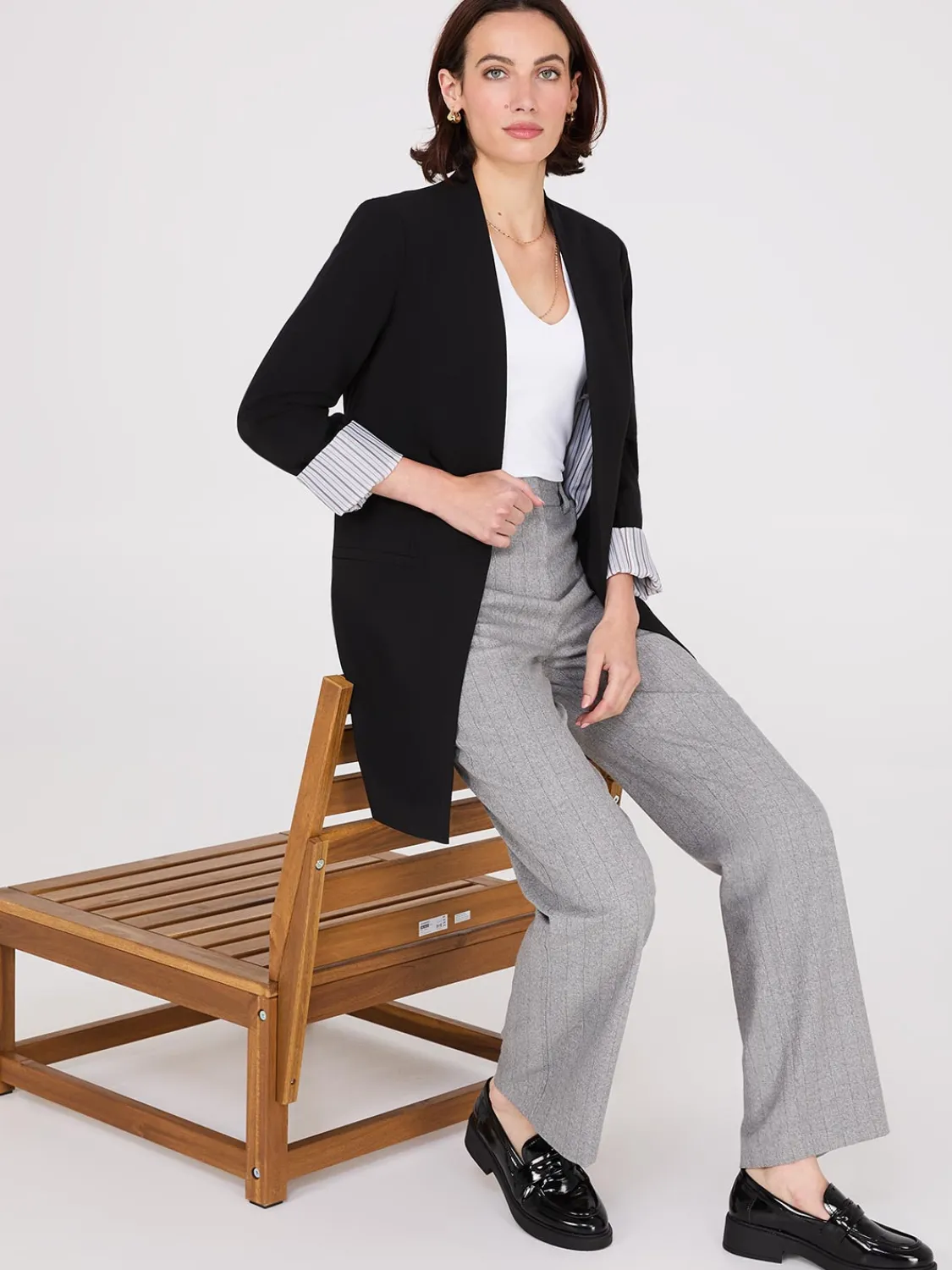 Suzy Shier Blazers & Vests>Collarless Open Blazer