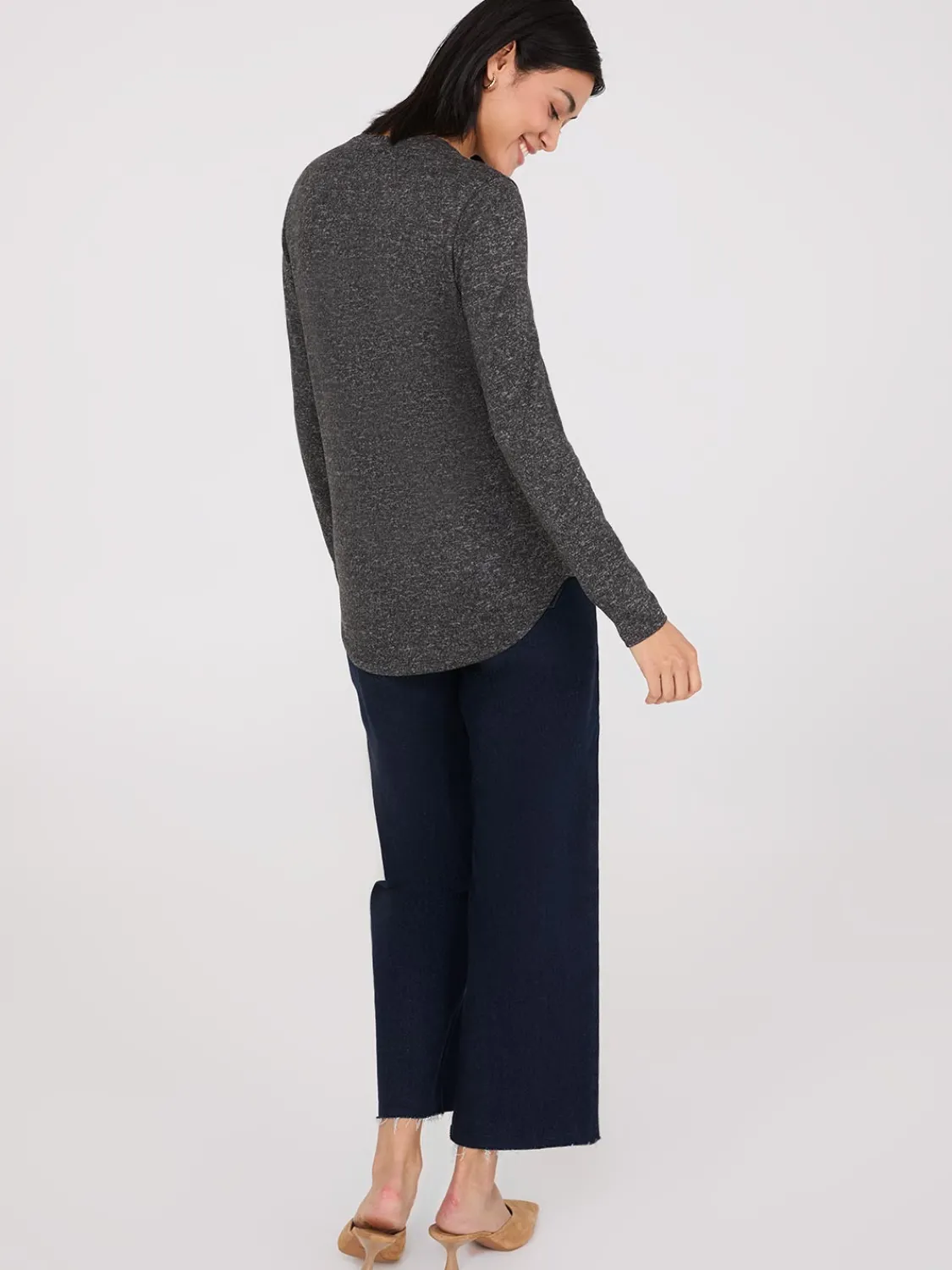 Suzy Shier Long Sleeve>Colour Block Crew Neck Top