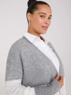 Suzy Shier Long Sleeve|Sweaters & Cardigans>Colour Block Duster With Side Slits