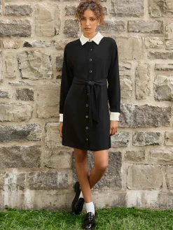 Suzy Shier Mini|Work Dresses>Colour Block Fit & Flare Shirt Dress