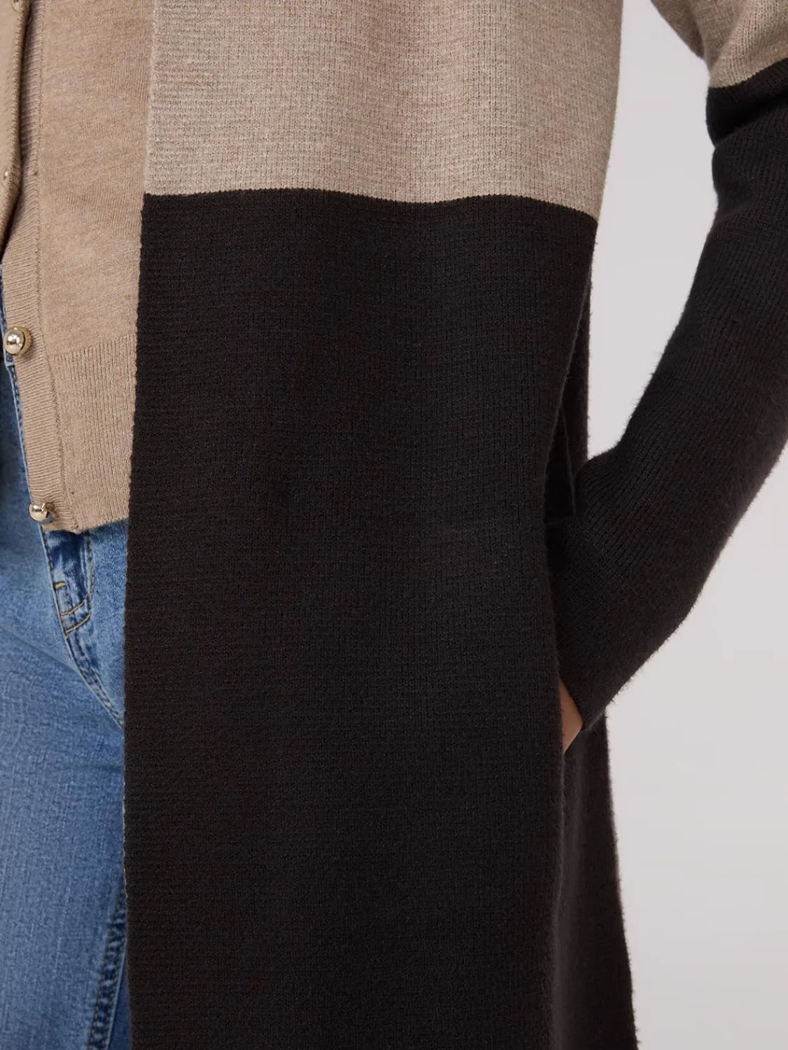 Suzy Shier Long Sleeve|Sweaters & Cardigans>Colour Block Notch Collar Duster
