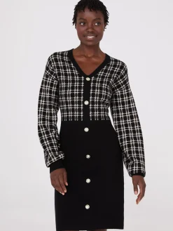 Suzy Shier Work Dresses|Dresses>Colour Block V-Neck Sweater Dress