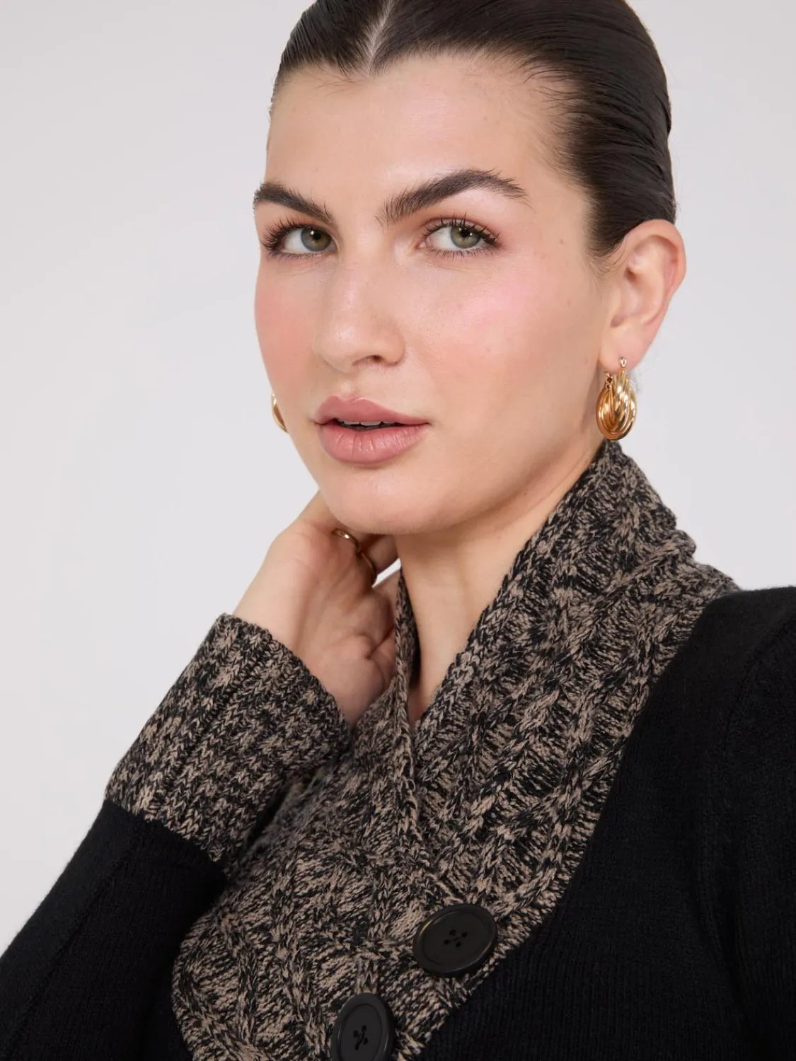 Suzy Shier Long Sleeve|Sweaters & Cardigans>Contrast Cowl Neck Tunic Sweater