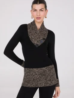 Suzy Shier Long Sleeve|Sweaters & Cardigans>Contrast Cowl Neck Tunic Sweater