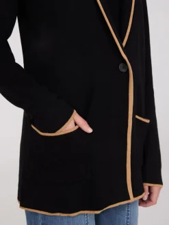 Suzy Shier Long Sleeve|Sweaters & Cardigans>Contrast Piping One-Button Jacket