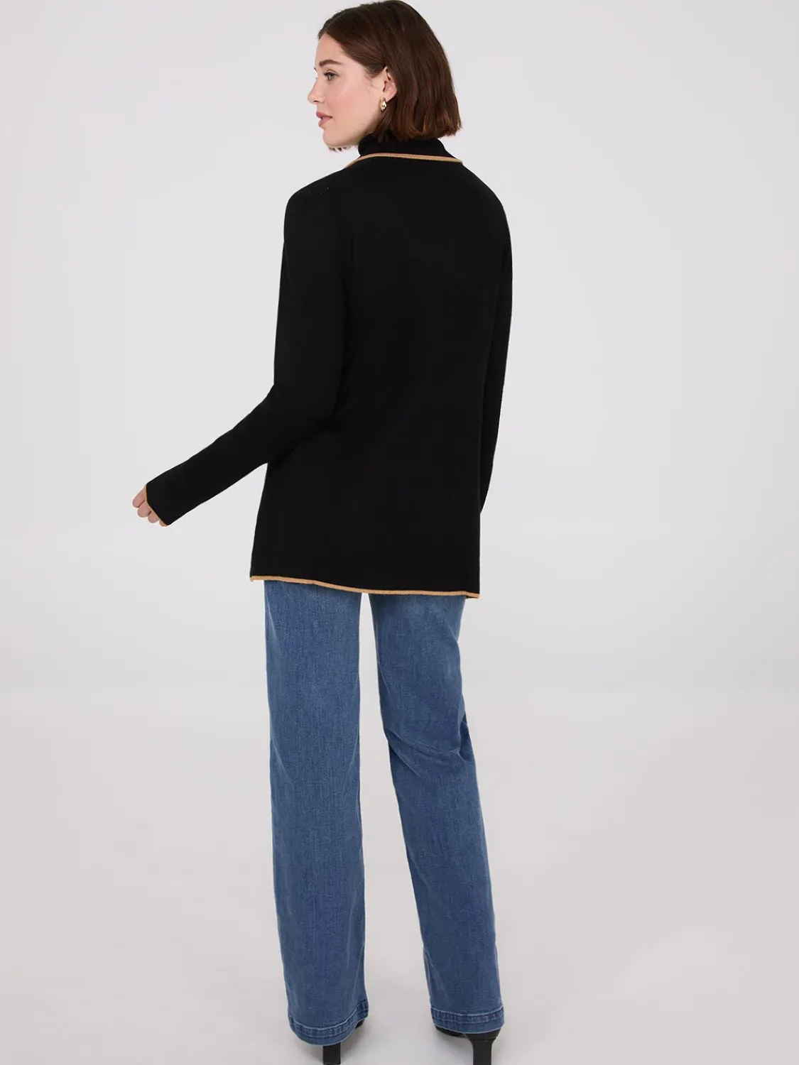 Suzy Shier Long Sleeve|Sweaters & Cardigans>Contrast Piping One-Button Jacket