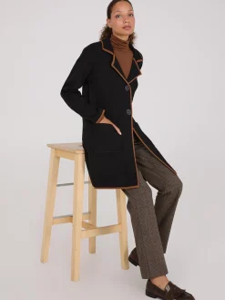 Suzy Shier Long Sleeve|Sweaters & Cardigans>Contrast Trim 2-Button Coatigan