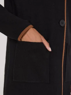 Suzy Shier Long Sleeve|Sweaters & Cardigans>Contrast Trim 2-Button Coatigan