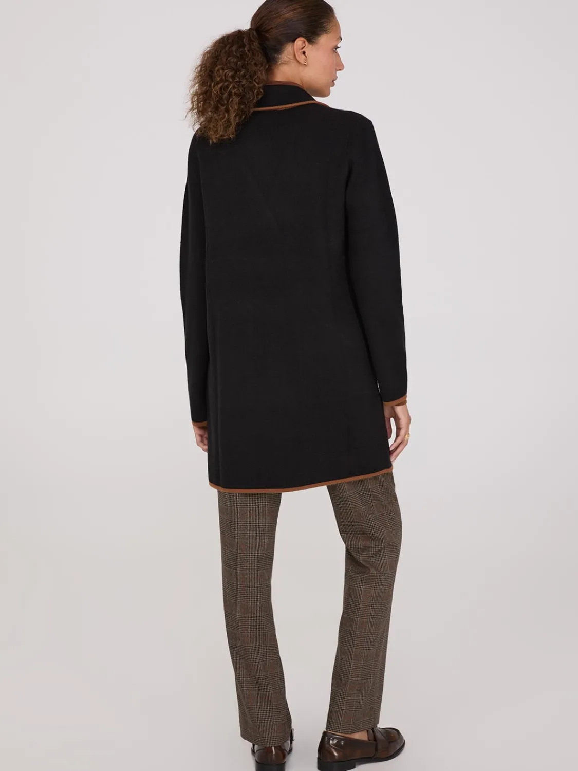 Suzy Shier Long Sleeve|Sweaters & Cardigans>Contrast Trim 2-Button Coatigan