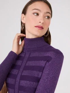 Suzy Shier Long Sleeve|Sweaters & Cardigans>Contrasting Stitch Turtleneck Ribbed Sweater