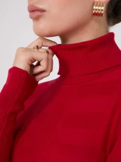 Suzy Shier Long Sleeve|Sweaters & Cardigans>Contrasting Stitch Turtleneck Ribbed Sweater
