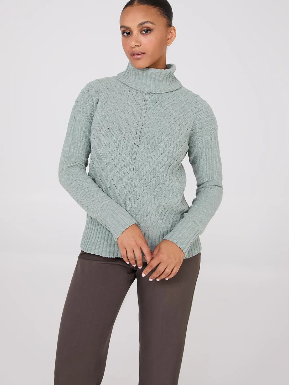 Suzy Shier Long Sleeve|Sweaters & Cardigans>Cowl Neck Chenille Sweater