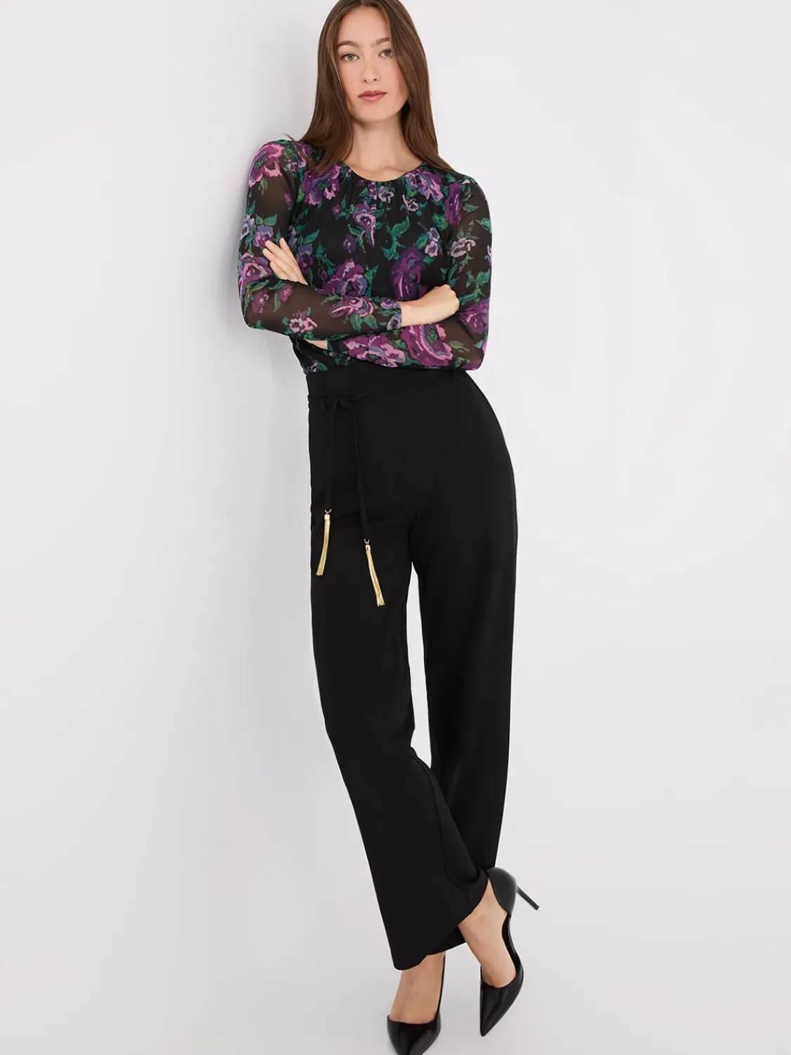 Suzy Shier Bottoms|Pants>Crepe Pants With Sash