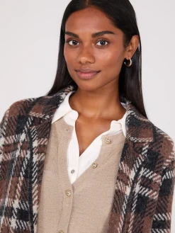 Suzy Shier Long Sleeve|Sweaters & Cardigans>Crew Neck Cardigan With Ribbed Details