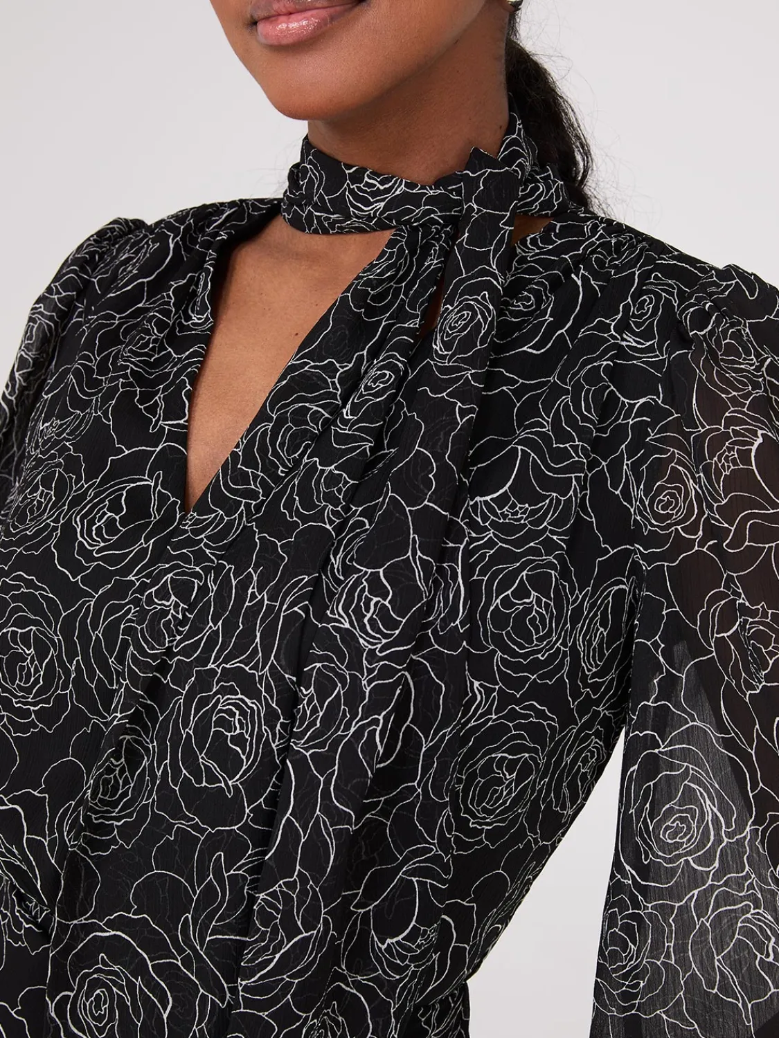 Suzy Shier Work Dresses|Dresses>Crinkled Floral Print Bow Midi Dress