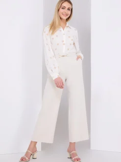 Suzy Shier Bottoms|Pants>Cropped Wide-Leg Pants With Gold Hardware