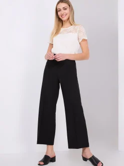 Suzy Shier Bottoms|Pants>Cropped Wide-Leg Pants With Gold Hardware
