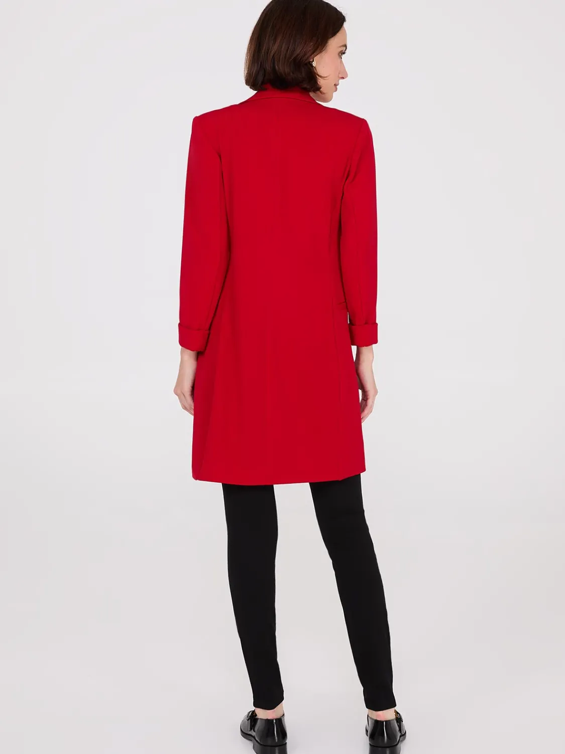 Suzy Shier Blazers & Vests>Cuffed 3/4 Sleeve Long Blazer