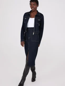 Suzy Shier Skirts>Denim Pencil Skirt With Front Slit