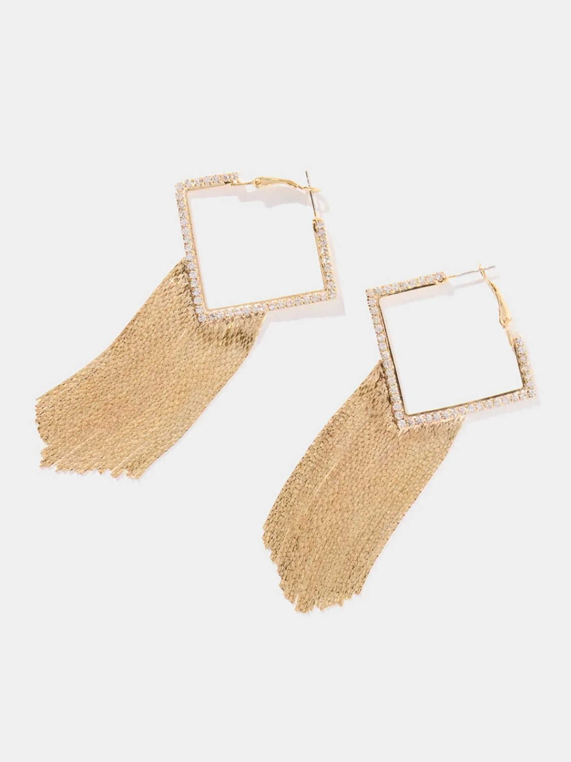 Suzy Shier Jewelry By Le Château>Diamond Shape Hoop Earring With Fringe