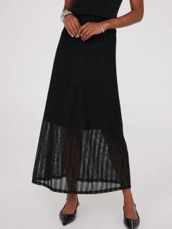 Suzy Shier Skirts>Dobby Lace Midi A-Line Skirt