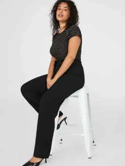 Suzy Shier Bottoms|Pants>Dobby Stripe Straight-Leg Pants